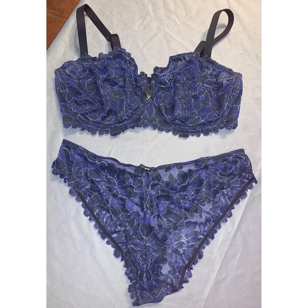 2 pc-NEW! Savage X Fenty Lace Lingerie Sets - Blue and Red (38DDD) - Picture 2 of 10